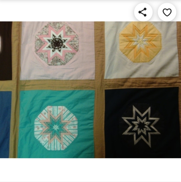 Folded Stars hand quilted bedspread blanket multi color full heavy unique burst - Picture 4 of 16